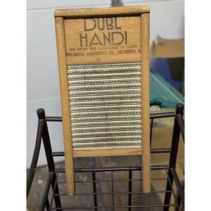 Vintage Dubl Handi Washboard Metal & Wood Columbus Washboard Co. USA